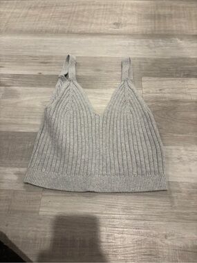 aerie Ribbed V-Neck Knit Cami - Light Gray